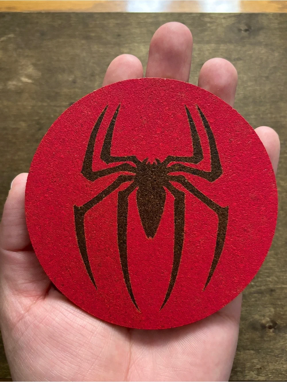 Spider-Man Tobey Maguire Logo Laser Engraved Painted Cork Coaster
